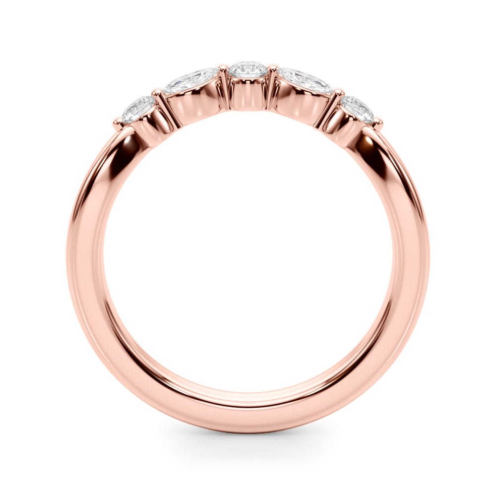0.33CTW 14K Gold Fancy Marquise and Round Brilliant Diamond Band With A Slightly U - Shape Design - Diamond Ring - Design Jewellers Edmonton
