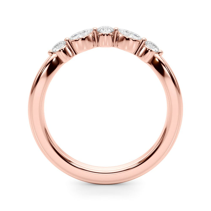 0.33CTW 14K Gold Fancy Marquise and Round Brilliant Diamond Band With A Slightly U - Shape Design - Diamond Ring - Design Jewellers Edmonton