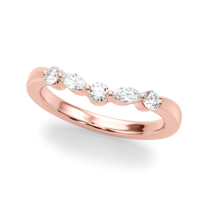0.33CTW 14K Gold Fancy Marquise and Round Brilliant Diamond Band With A Slightly U - Shape Design - Diamond Ring - Design Jewellers Edmonton