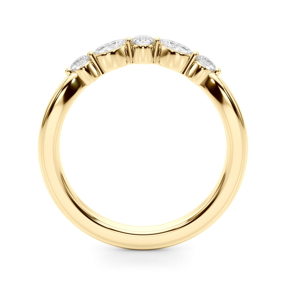 0.33CTW 14K Gold Fancy Marquise and Round Brilliant Diamond Band With A Slightly U - Shape Design - Diamond Ring - Design Jewellers Edmonton