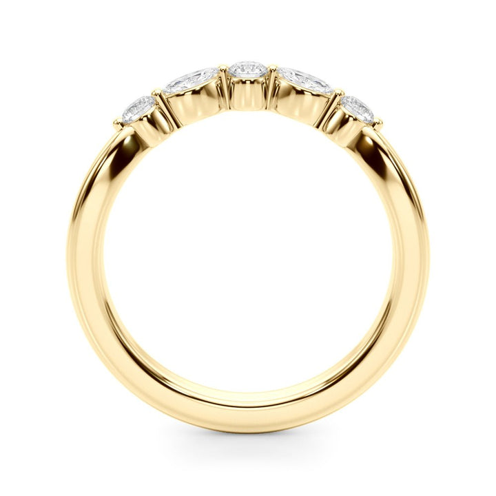 0.33CTW 14K Gold Fancy Marquise and Round Brilliant Diamond Band With A Slightly U - Shape Design - Diamond Ring - Design Jewellers Edmonton