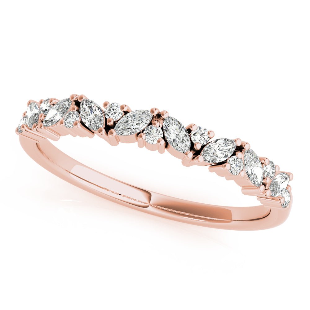 0.33CTW 14K Gold Marquise And Round Brilliant Cut Diamond Band - Diamond Ring - Design Jewellers Edmonton
