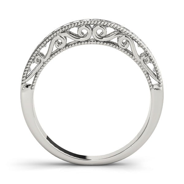 0.33CTW 14K Gold Princess Cut Diamond Band With Millgrain Edges And a Scroll Design Accent - Diamond Ring - Design Jewellers Edmonton
