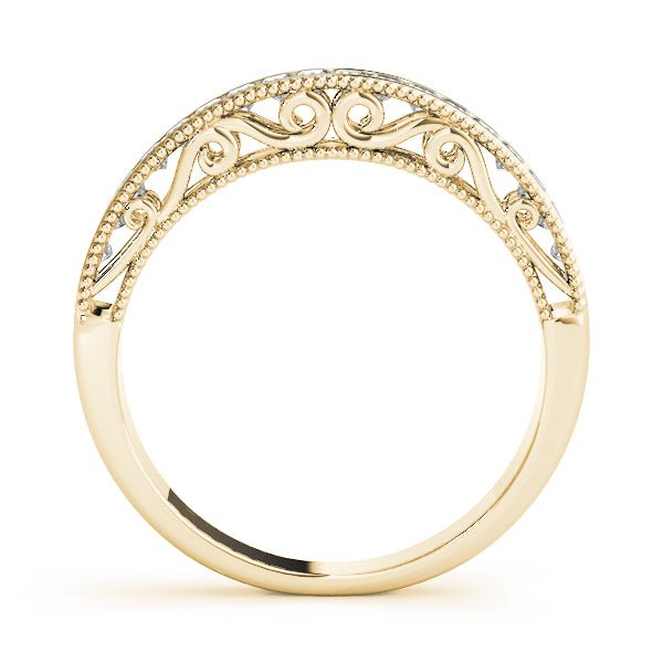 0.33CTW 14K Gold Princess Cut Diamond Band With Millgrain Edges And a Scroll Design Accent - Diamond Ring - Design Jewellers Edmonton