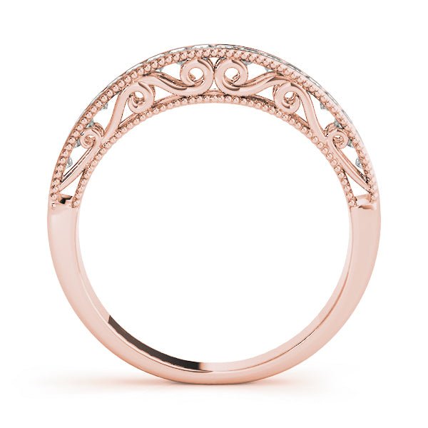 0.33CTW 14K Gold Princess Cut Diamond Band With Millgrain Edges And a Scroll Design Accent - Diamond Ring - Design Jewellers Edmonton