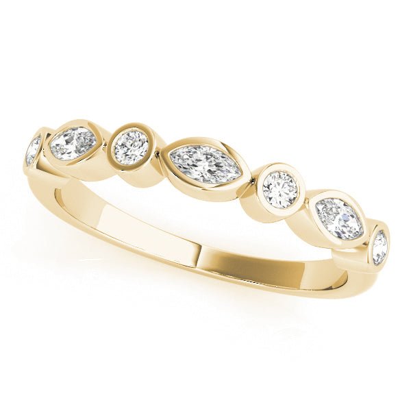 0.33CTW 14K Gold Slim Eye Shape Design Bezel Set Diamond Band - Diamond Ring - Design Jewellers Edmonton