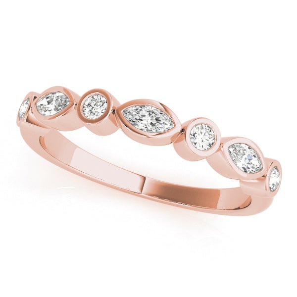 0.33CTW 14K Gold Slim Eye Shape Design Bezel Set Diamond Band - Diamond Ring - Design Jewellers Edmonton