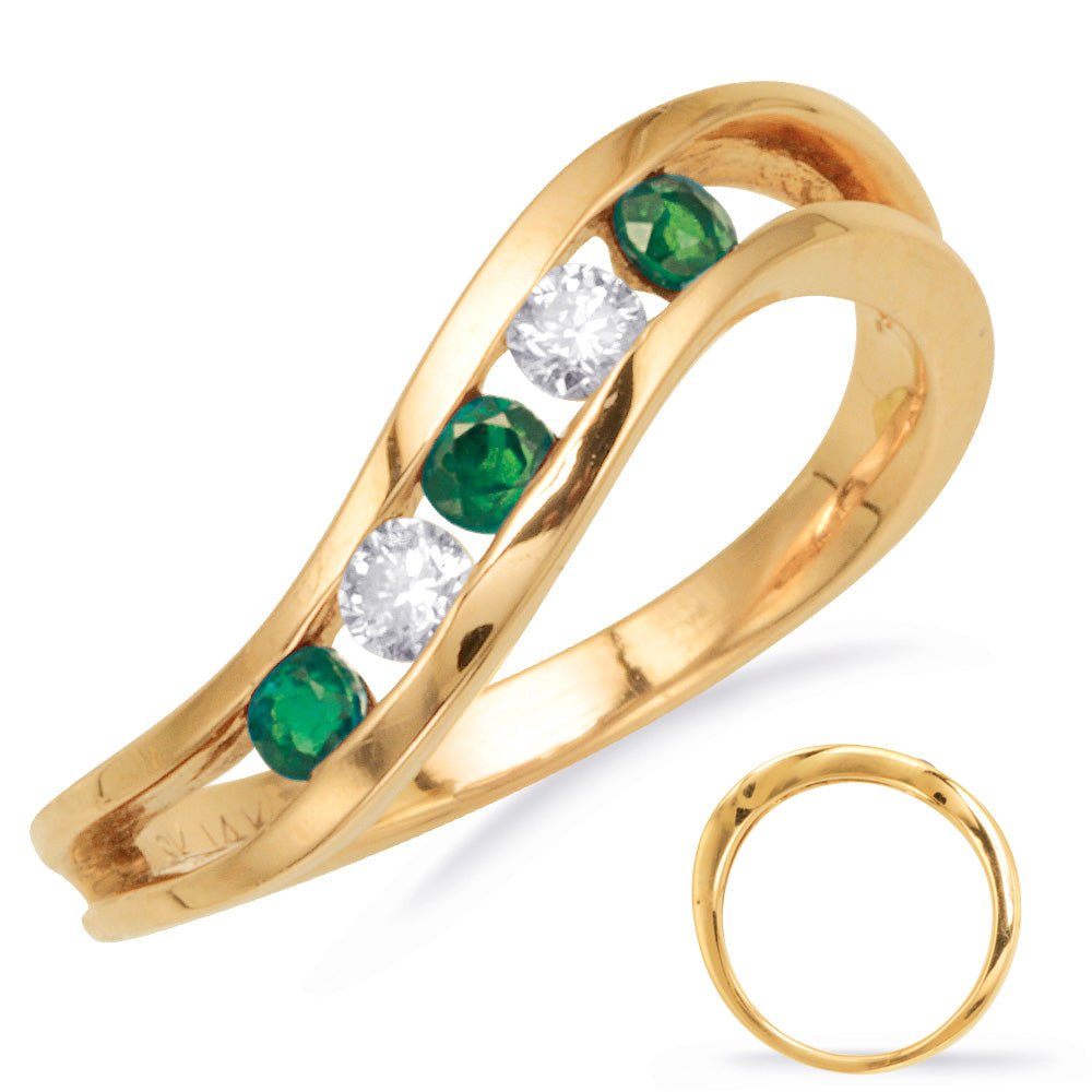 0.34 ctw. YELLOW GOLD EMERALD & DIAMOND CHANNEL SET BAND