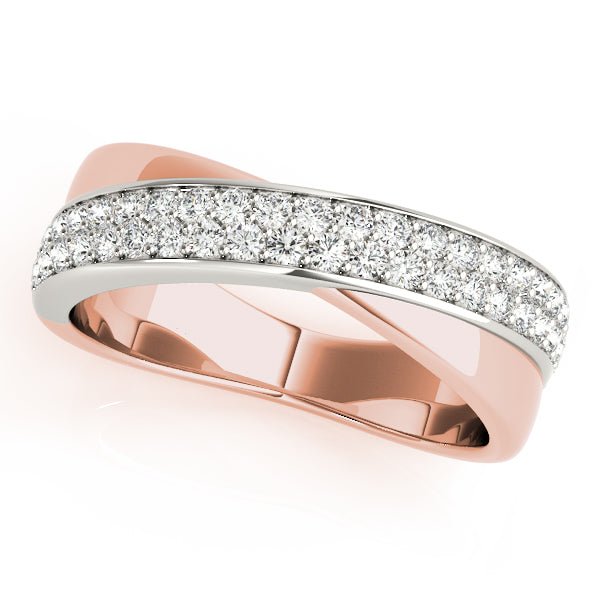 0.40CTW 14K Gold Double Row Overlay Diamond Style Crossover Design Band - Diamond Ring - Design Jewellers Edmonton