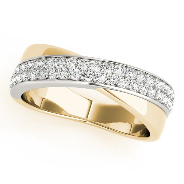 0.40CTW 14K Gold Double Row Overlay Diamond Style Crossover Design Band - Diamond Ring - Design Jewellers Edmonton