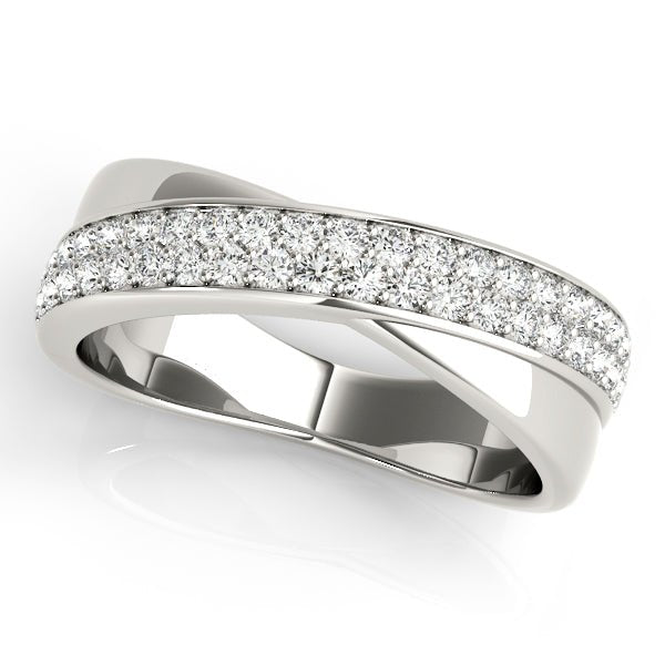 0.40CTW 14K Gold Double Row Overlay Diamond Style Crossover Design Band - Diamond Ring - Design Jewellers Edmonton