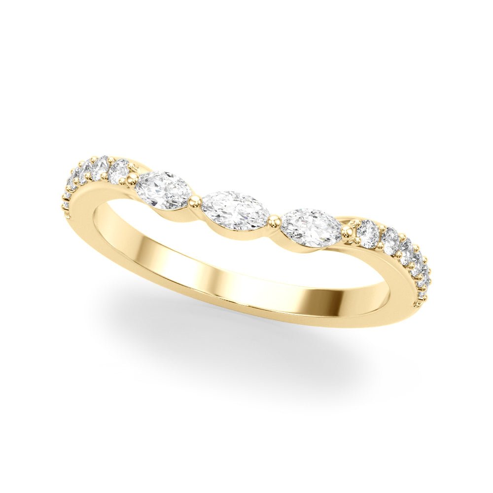 0.40CTW 14K Gold Fancy Marquise and Round Brilliant Diamond Band With A Slightly U - Shape Design - Diamond Ring - Design Jewellers Edmonton