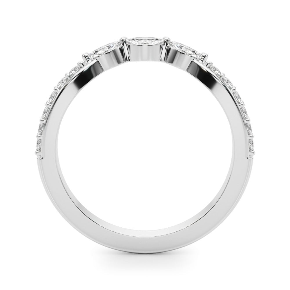 0.40CTW 14K Gold Fancy Marquise and Round Brilliant Diamond Band With A Slightly U - Shape Design - Diamond Ring - Design Jewellers Edmonton