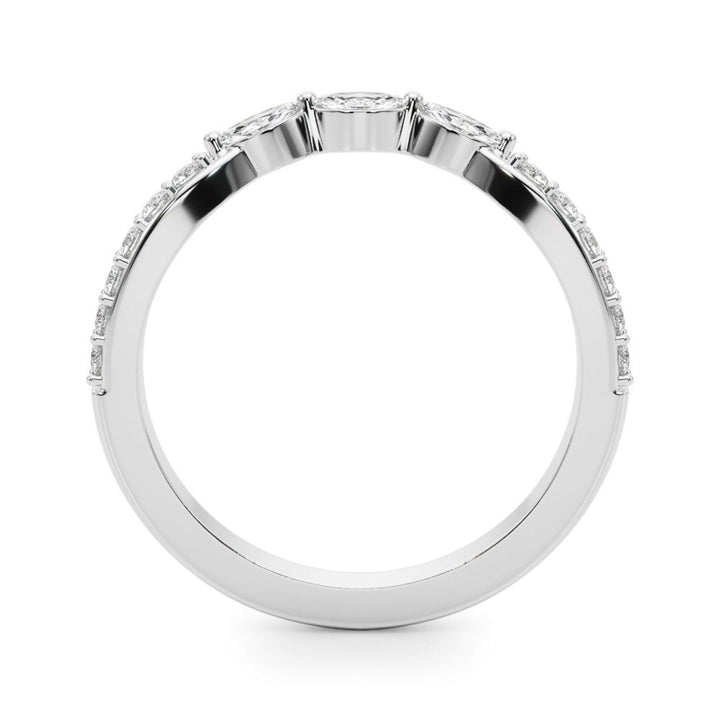 0.40CTW 14K Gold Fancy Marquise and Round Brilliant Diamond Band With A Slightly U - Shape Design - Diamond Ring - Design Jewellers Edmonton