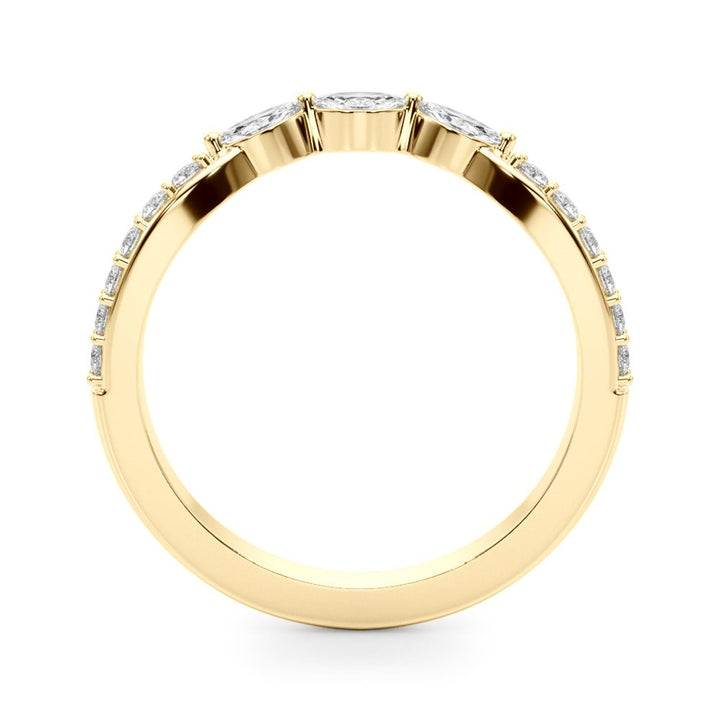 0.40CTW 14K Gold Fancy Marquise and Round Brilliant Diamond Band With A Slightly U - Shape Design - Diamond Ring - Design Jewellers Edmonton