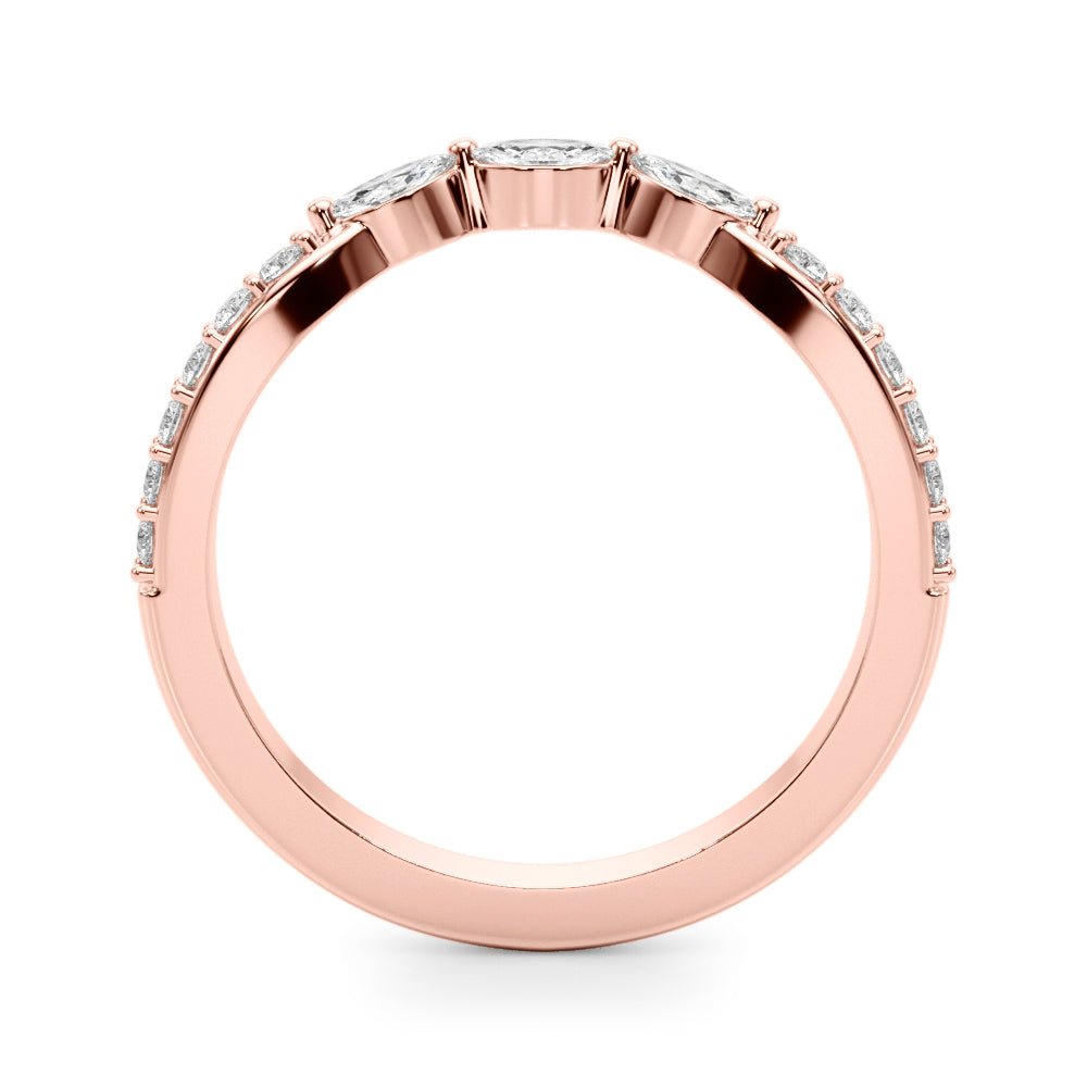 0.40CTW 14K Gold Fancy Marquise and Round Brilliant Diamond Band With A Slightly U - Shape Design - Diamond Ring - Design Jewellers Edmonton