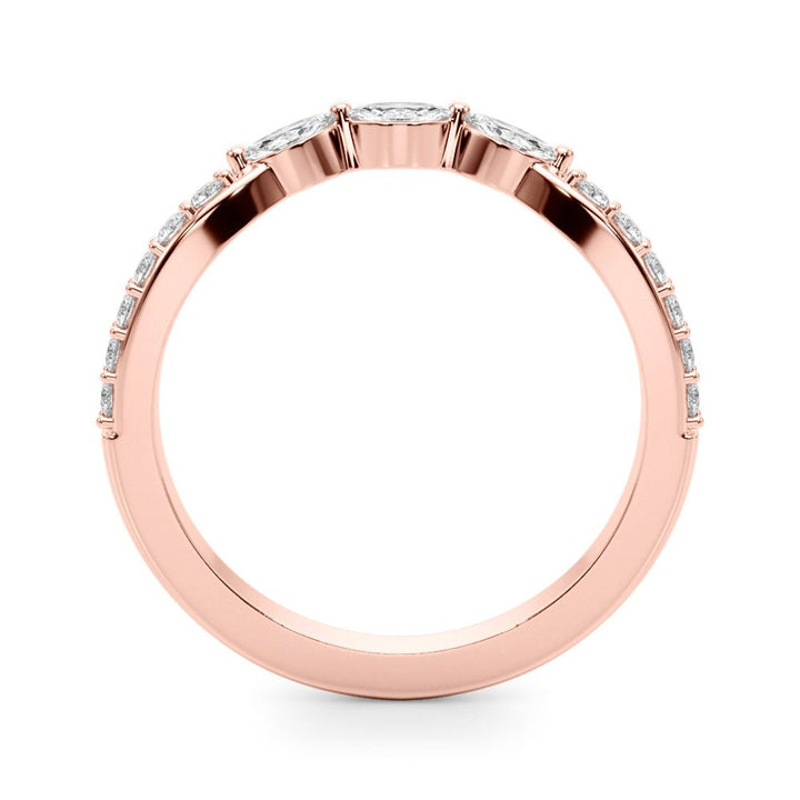 0.40CTW 14K Gold Fancy Marquise and Round Brilliant Diamond Band With A Slightly U - Shape Design - Diamond Ring - Design Jewellers Edmonton