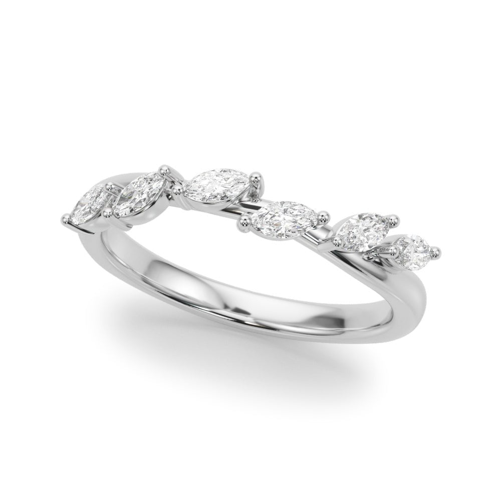 0.40CTW 14K  Gold Marquise Diamond Band In A Leaf Design