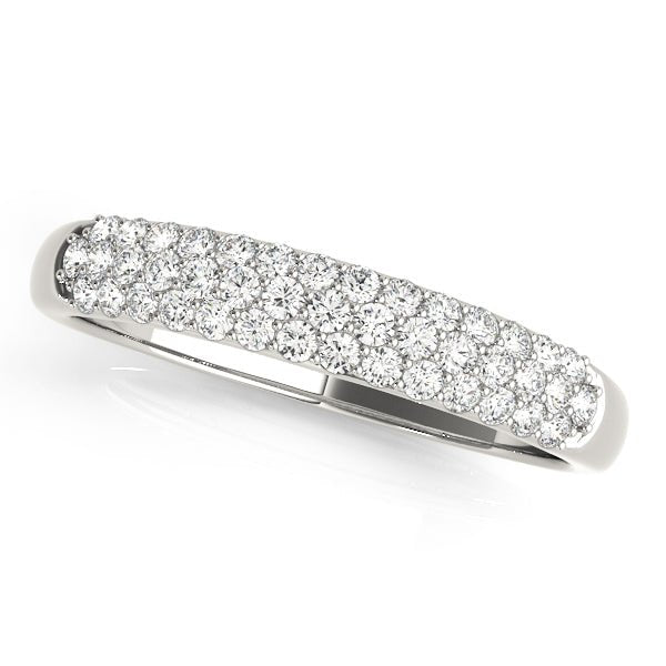 0.40CTW 14K  Gold Multi-Row Pave Diamond Band With A Rounded Design