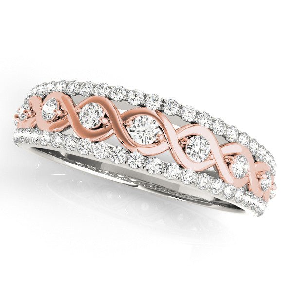0.40CTW 14K  S-Shape Diamond Band Design In White With Rose Gold