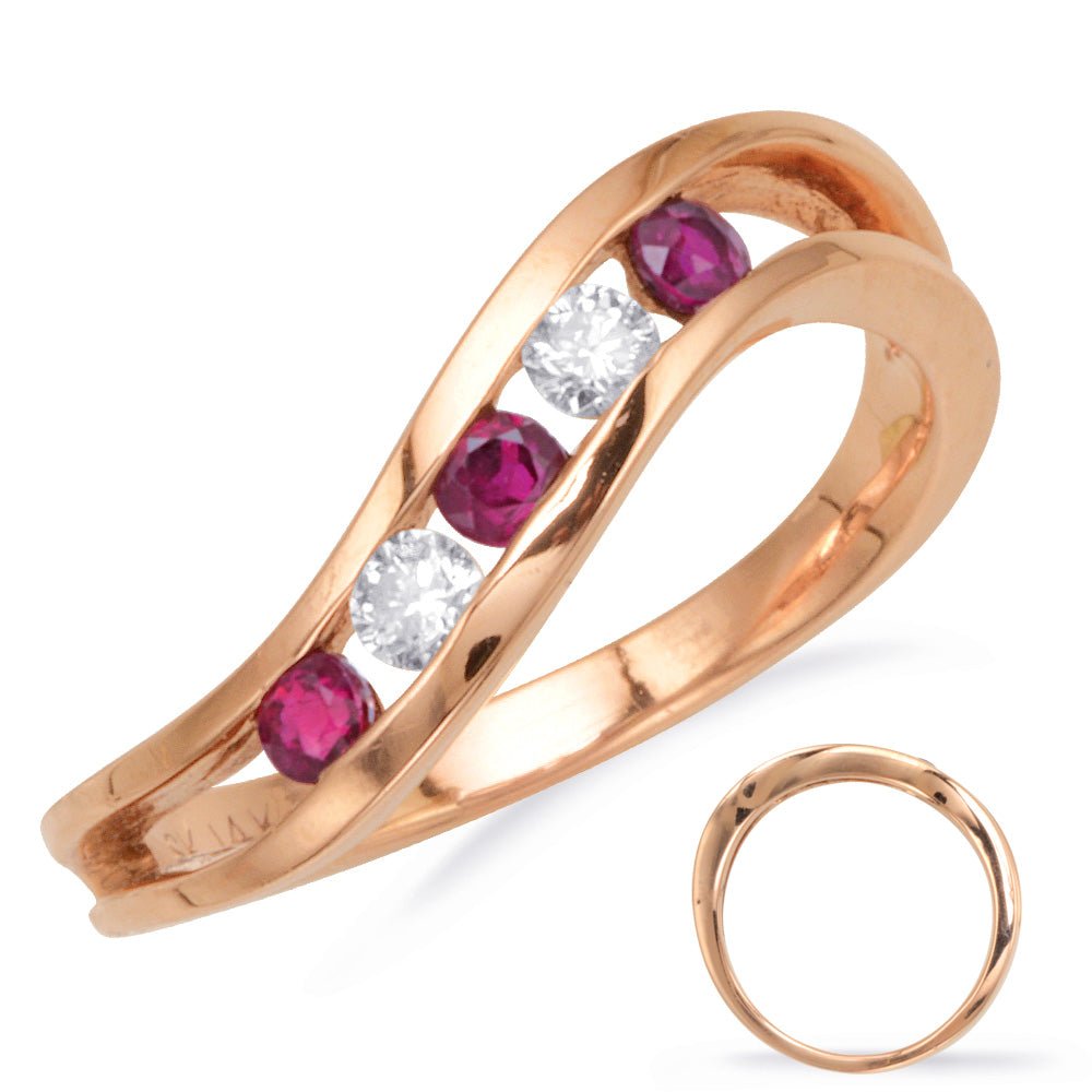 0.41 ctw. ROSE GOLD RUBY & DIAMOND CHANNEL SET BAND