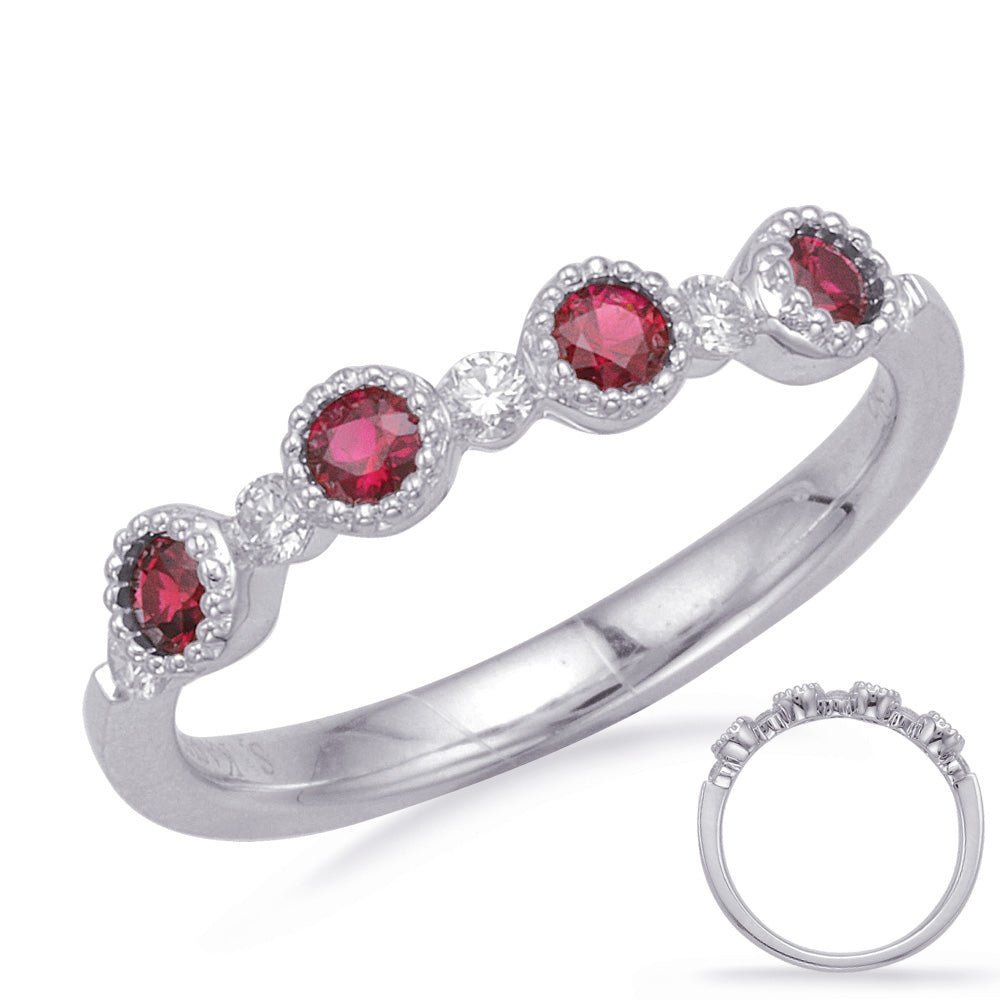 0.43 ctw. WHITE GOLD RUBY & DIAMOND RING