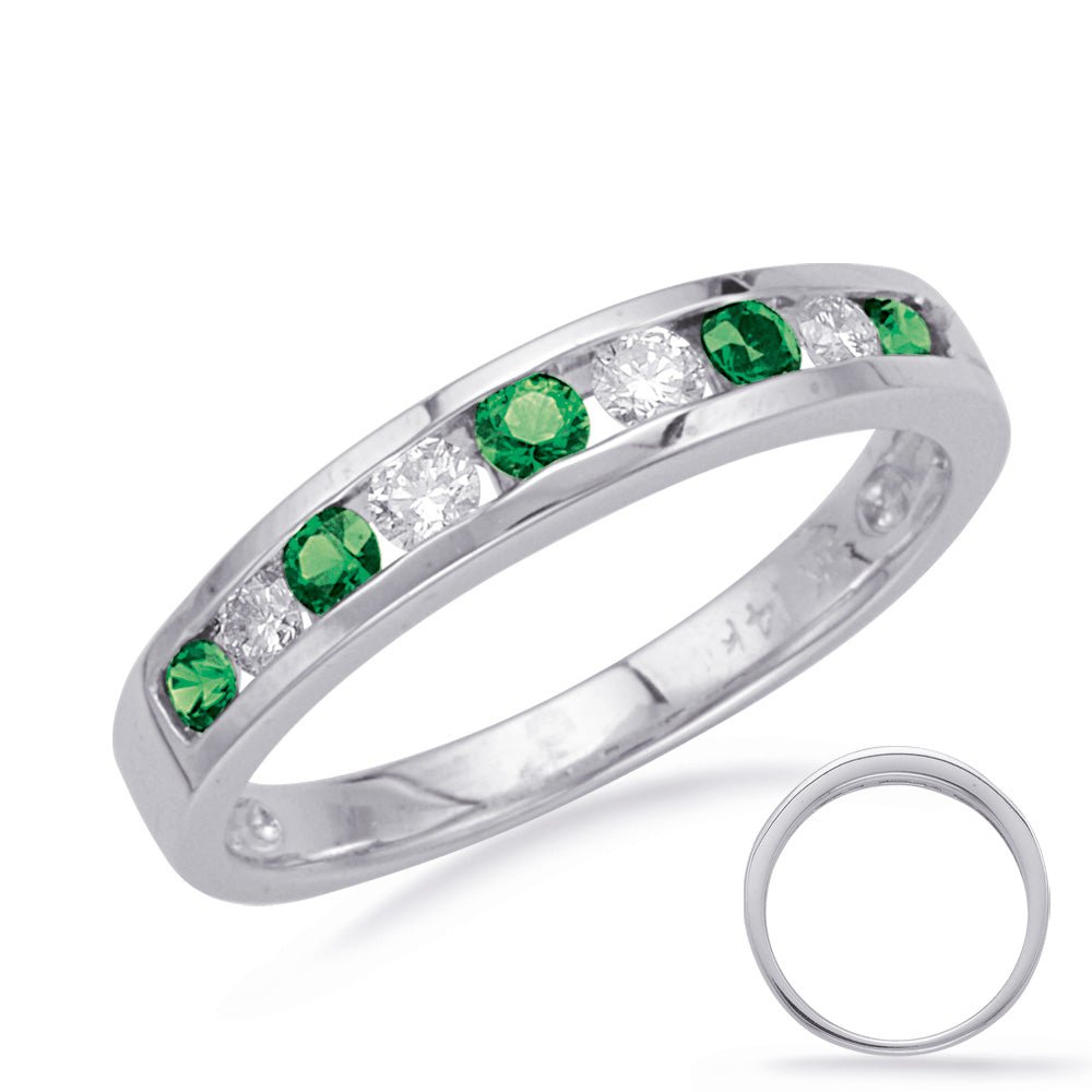 0.47 ctw. WHITE GOLD EMERALD & DIAMOND BAND