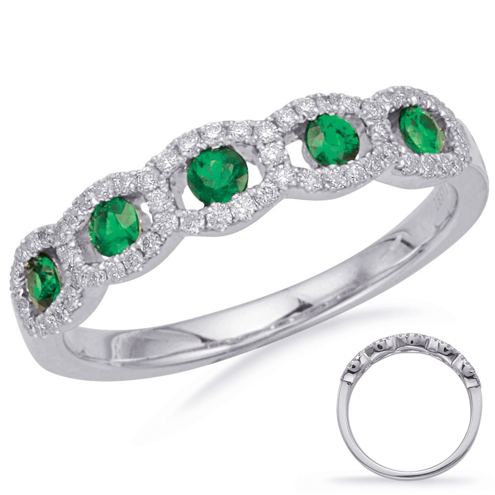 0.50 ctw. ELEGANT WHITE GOLD EMERALD & DIAMOND RING