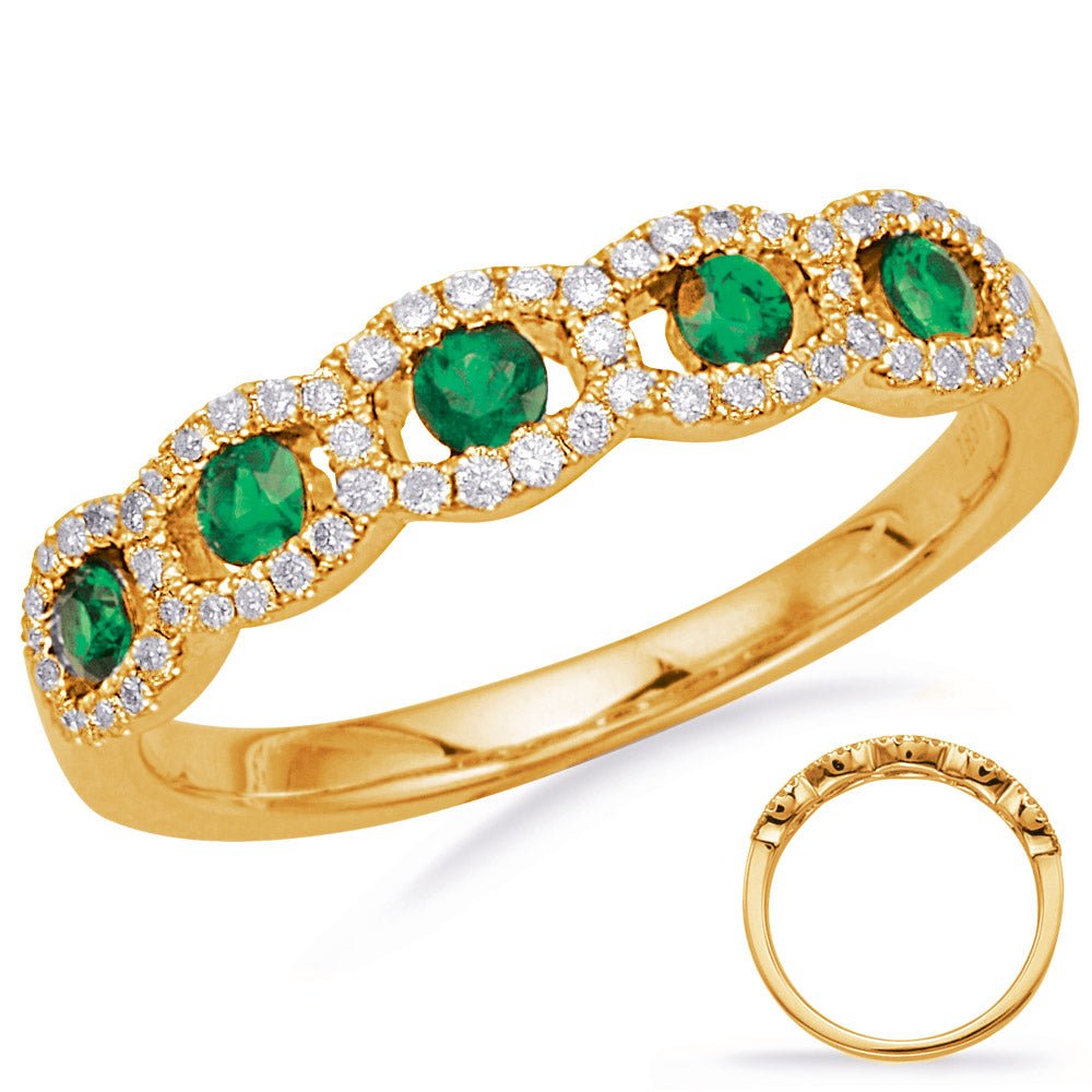 0.50 ctw. ELEGANT YELLOW GOLD EMERALD & DIAMOND RING
