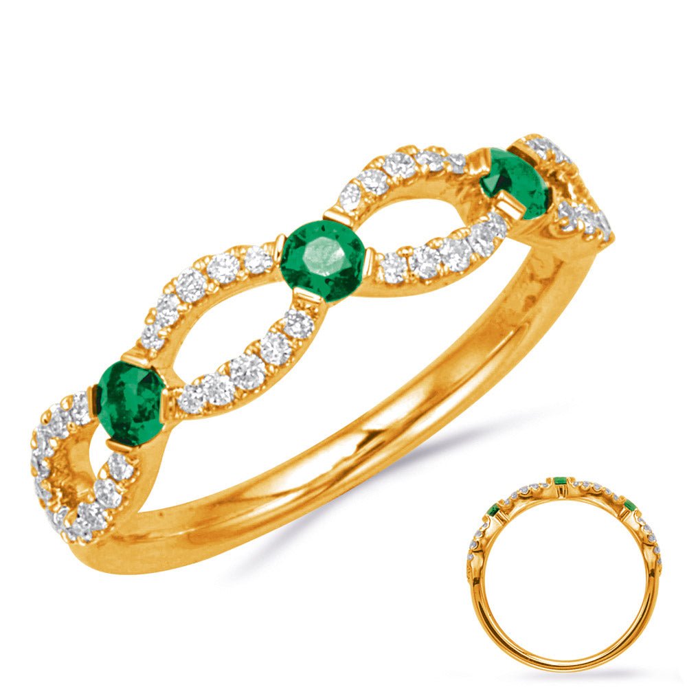 0.50 ctw. YELLOW GOLD EMERALD & DIAMOND RING