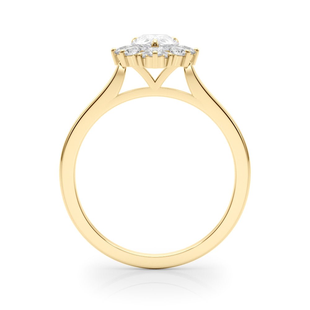 0.50CT 14K Pear Shape Diamond With a Floral Cluster Halo Design - Luxury Rings - Design Jewellers Edmonton