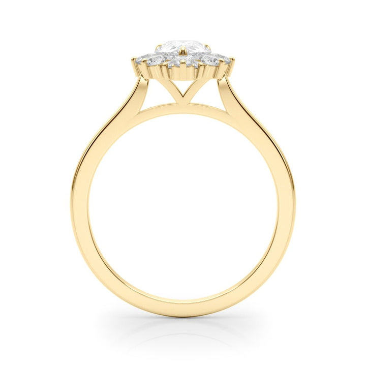 0.50CT 14K Pear Shape Diamond With a Floral Cluster Halo Design - Luxury Rings - Design Jewellers Edmonton