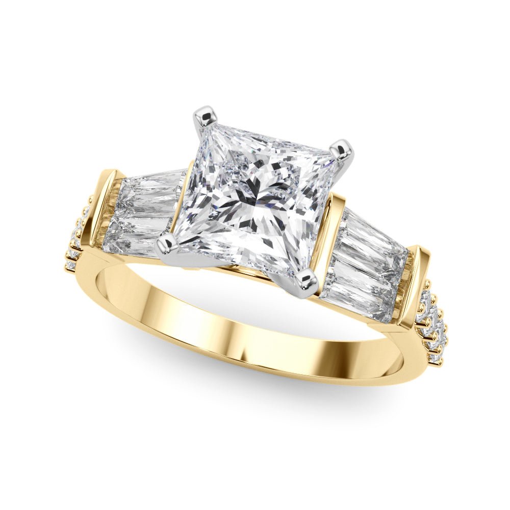 0.50CT 14K Princess Cut Diamond Design With Baguette Diamonds - Engagement rings - Design Jewellers Edmonton