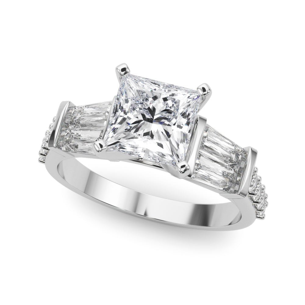 0.50CT 14K  Princess Cut Diamond Design With Baguette Diamonds