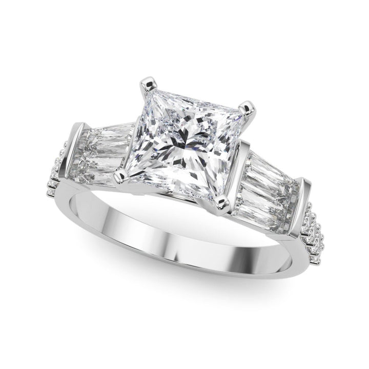 0.50CT 14K Princess Cut Diamond Design With Baguette Diamonds - Engagement rings - Design Jewellers Edmonton