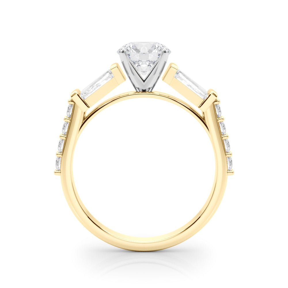 0.50CT 14K Round Brilliant Diamond Design With Baguette Diamonds - Engagement rings - Design Jewellers Edmonton
