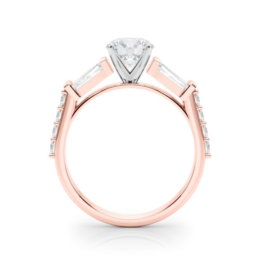 0.50CT 14K Round Brilliant Diamond Design With Baguette Diamonds - Engagement rings - Design Jewellers Edmonton