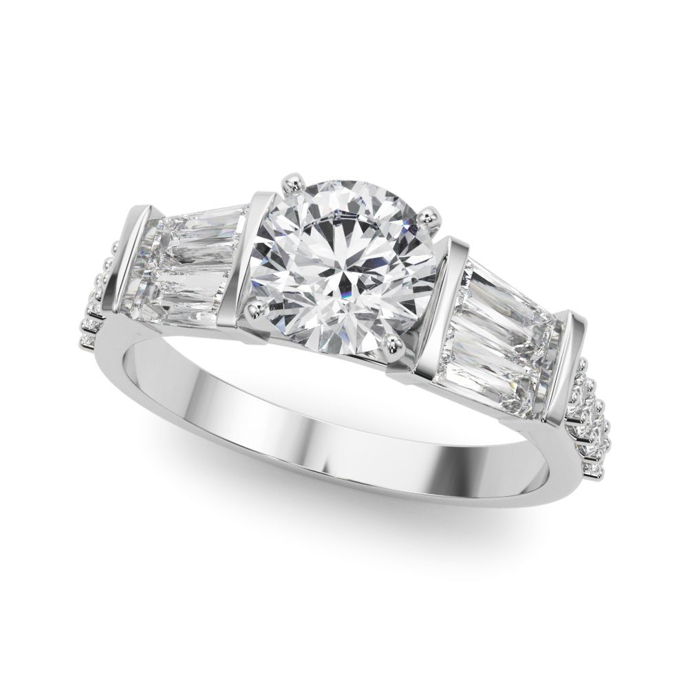 0.50CT 14K  Round Brilliant Diamond Design With Baguette Diamonds