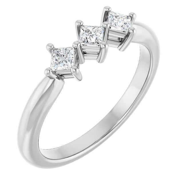 0.50CTW 10K Gold Ladies 3 Stone Design Past, Present, Princess Cut Diamond Ring - Past, Present, Future - Design Jewellers Edmonton