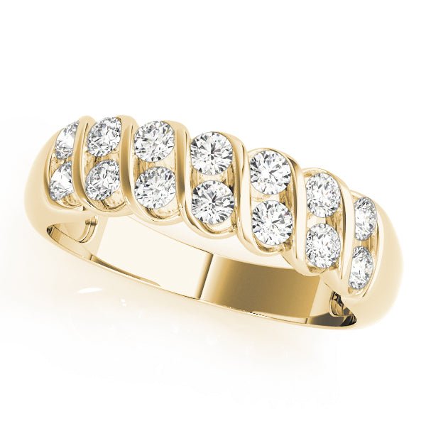 0.50CTW 14K Gold Double Row Angle Set Round Brilliant Diamond Band - Diamond Ring - Design Jewellers Edmonton