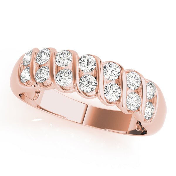 0.50CTW 14K Gold Double Row Angle Set Round Brilliant Diamond Band - Diamond Ring - Design Jewellers Edmonton
