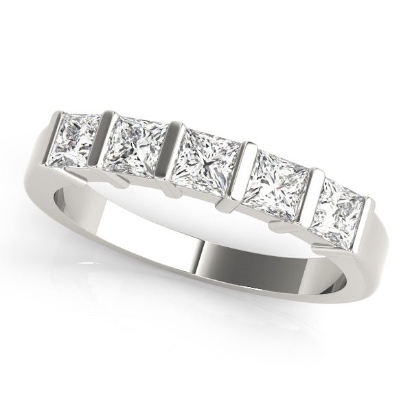 0.50CTW 14K  Gold Princess Cut Bar Set 5 Stone Diamond Band