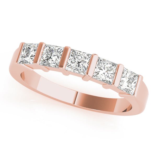 0.50CTW 14K Gold Princess Cut Bar Set 5 Stone Diamond Band - Diamond Ring - Design Jewellers Edmonton