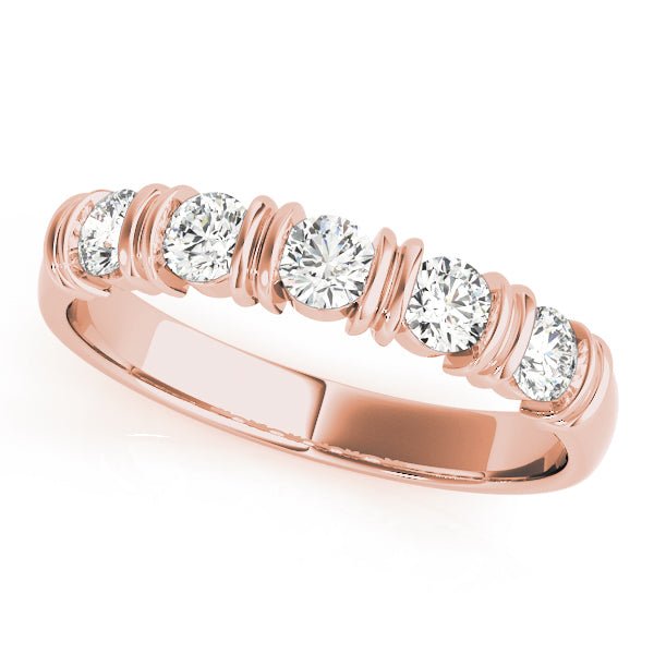 0.50CTW 14K Gold Round Brilliant Cut Diamond Bar Set Band - Diamond Ring - Design Jewellers Edmonton