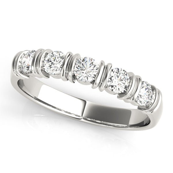 0.50CTW 14K  Gold Round Brilliant Cut Diamond Bar Set Band