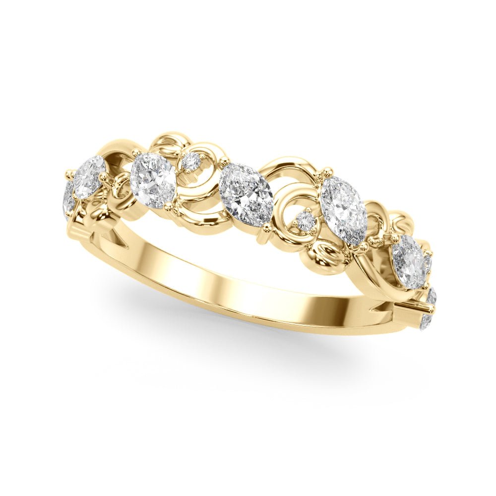 0.50CTW 14K Gold Scroll Design Band With Marquise and Round Diamonds - Diamond Ring - Design Jewellers Edmonton