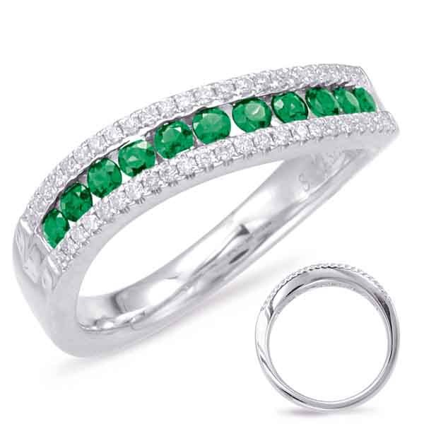 0.51 ctw. WHITE GOLD EMERALD & DIAMOND RING