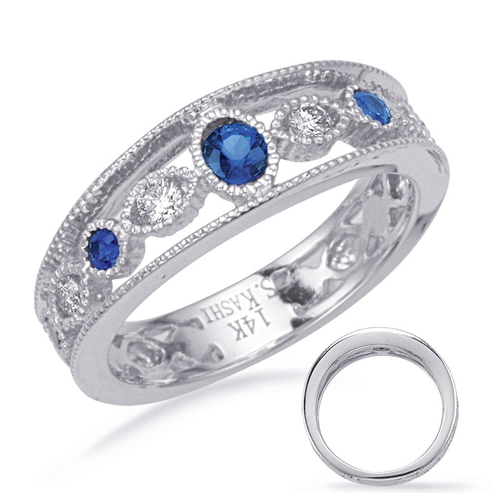 0.51 ctw. WHITE GOLD SAPPHIRE & DIAMOND RING