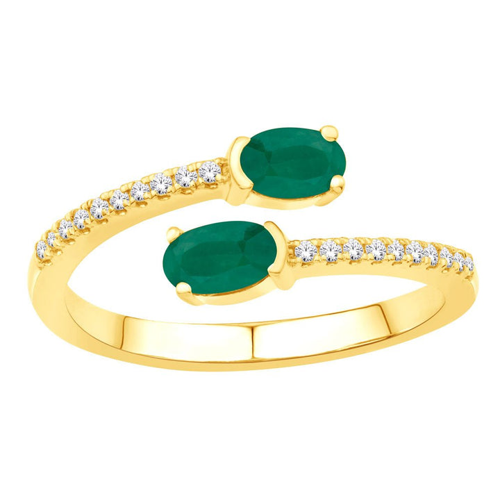 0.56 ctw. ELEGANT GOLD EMERALD & DIAMOND RING - Luxury Rings - Design Jewellers Edmonton