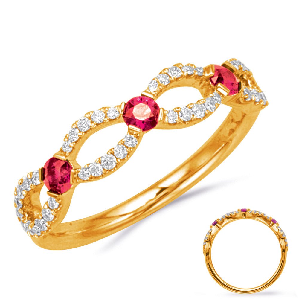 0.56 ctw. YELLOW GOLD RUBY & DIAMOND RING